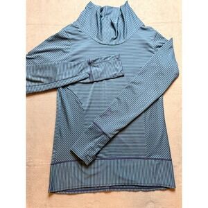 Prana Striped Cowl Neck Long Sleeve Athletic Top Women's Gorpcore Thumbholes